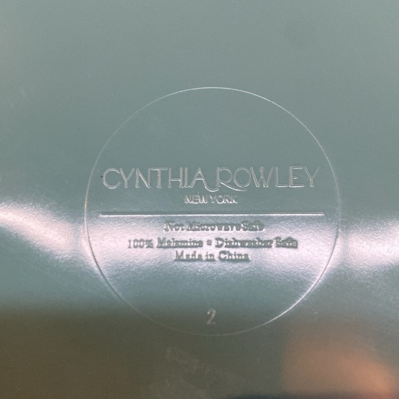 Cynthia Rowley MELAMINE Dinner Plate Teal Blue Medallion Rustic Tuscany TWO (2) - Picture 4 of 6